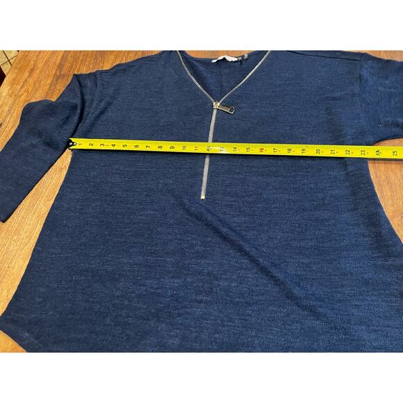 Soft Surroundings 2X Navy Blue, Long Sleeve Top, Zip Up, Gold Tone. Womens Plus - Picture 5 of 7